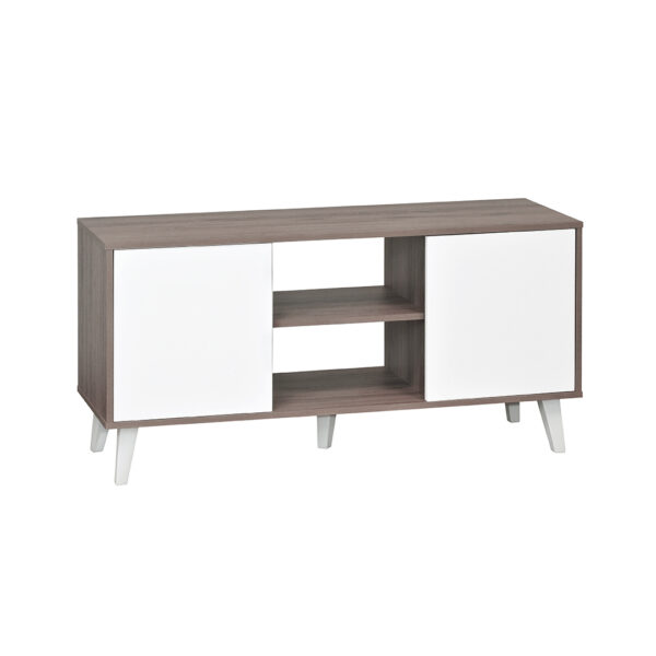 Rack Tv Atlanta 120 Roble Santana - Blanco Mobikit